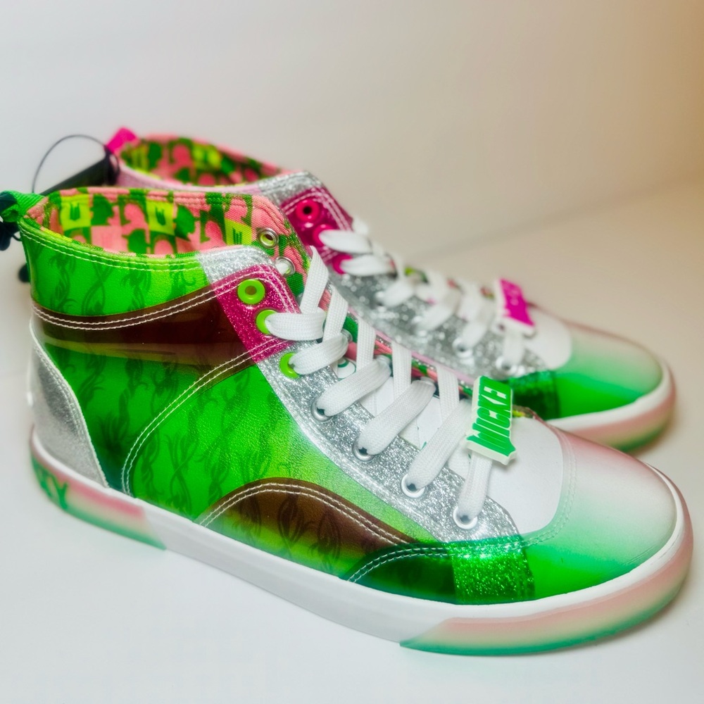 Women’s Wicked Movie Sneakers, White/Green/Pink, NWT